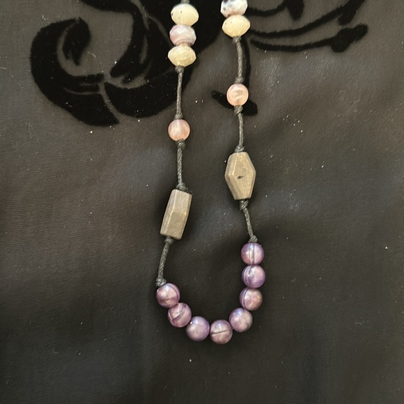 J.Jill Purple Stone Station Necklace Cord Adjustable - Picture 2 of 7